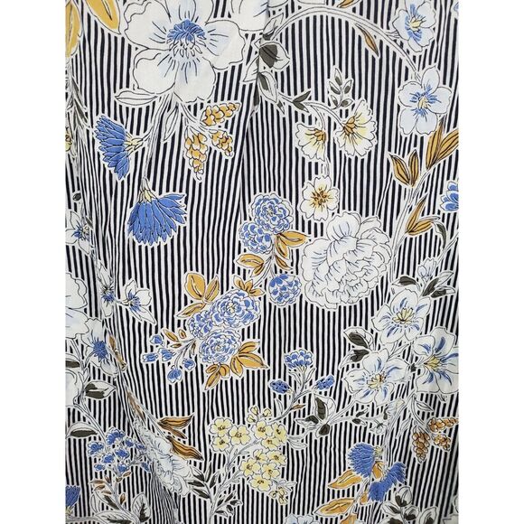 Brina & Em Blouse Small Womens Roll Tab Sleeve V Neck Multicolor Flowy Floral - Picture 3 of 6